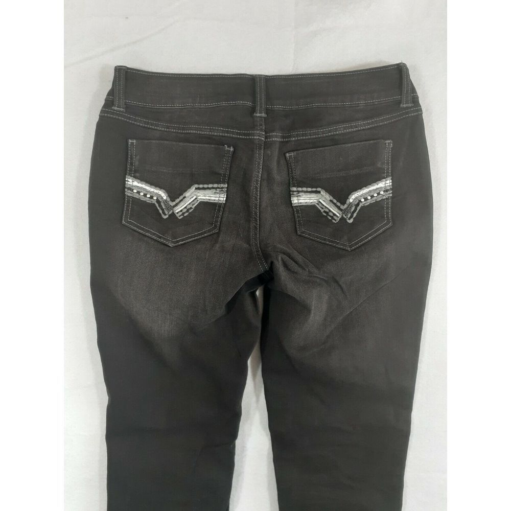 Mudd Women's Skinny Jeans Size 7 Black Faded Embroidered 30x30